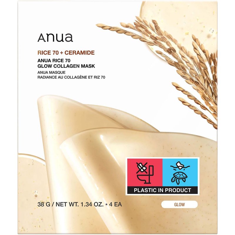 Anua Rice 70 Glow Collagen Mask (4 Sheets) 38g
