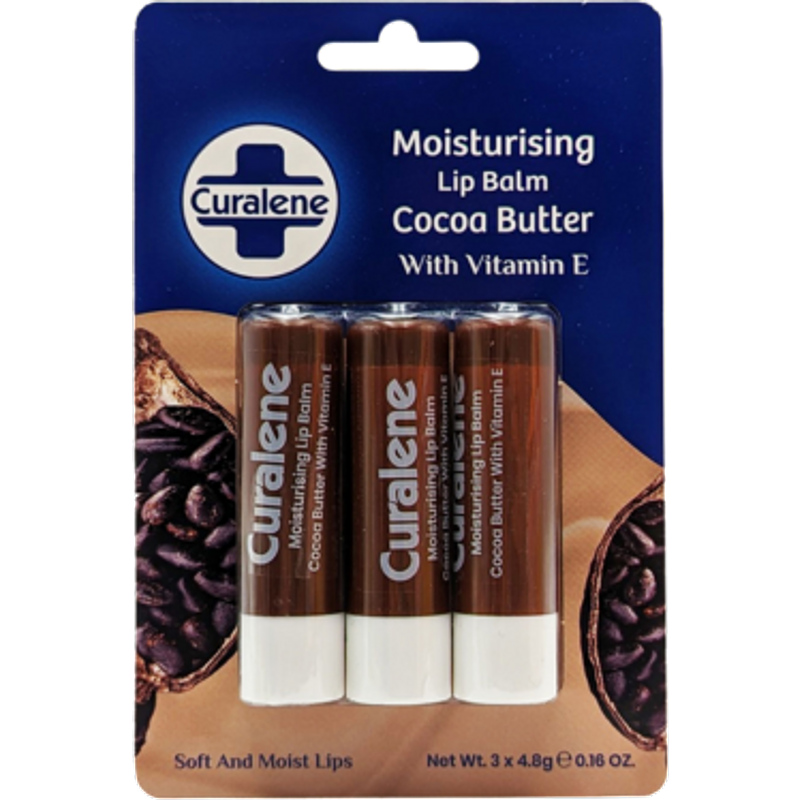 Curalene Cocoa Butter Lip Balm - 3 pcs.