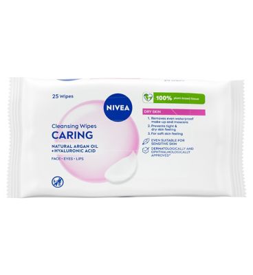 NIVEA Biodegradable 3in1 Caring Cleansing Wipes for Dry Skin, 25pcs
