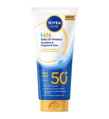 NIVEA SUN Kids Daily Sensitive UV Sun Cream For Body  Face SPF50+ 100ml