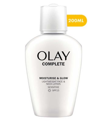 Olay Complete Moisturise  Glow Face and Neck Lotion Sensitive SPF15 200ml