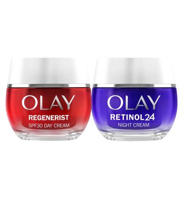 Olay Regenerist Day Face Cream SPF30  Retinol 24 Night Cream 50ml Bundle