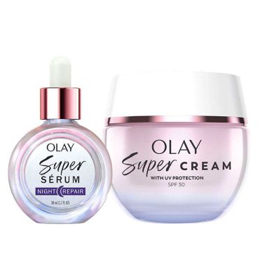 Olay Super Cream Face Moisturiser  Olay Super Serum Night 30ml Bundle
