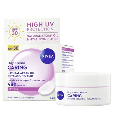 NIVEA Caring Day Face Cream with Natural Argan Oil + Hyaluronic Acid SPF30 50ml