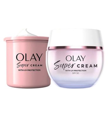 Olay Super Cream Face Moisturiser  Olay Super Serum Face Moisturiser with SPF30 Refill Bundle
