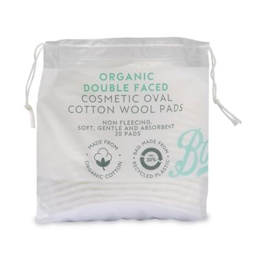 Boots Organic Double Faced Cosmetic Cotton Wool Oval Pads 20 Pack