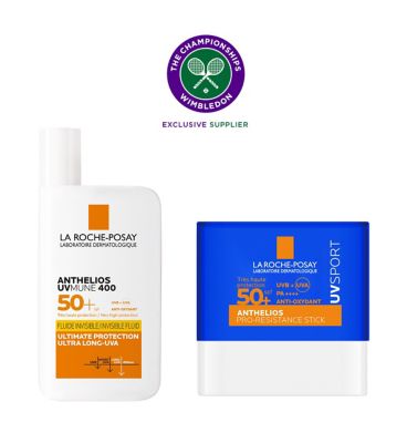 Centre Court La Roche-Posay x Wimbledon Anthelios UVMune Fluid, UVSport Stick & Mist SPF50+